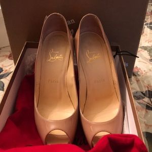 Louboutin Nude Peep Toe Pumps